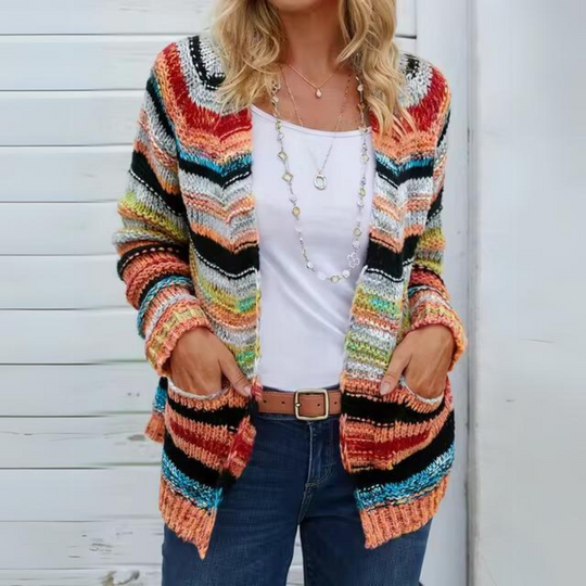 EB | Cardigan Chic In Regenbogenstreifen