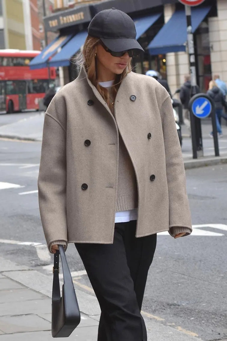 EB | Solid Braun Langarm Knopfjacke