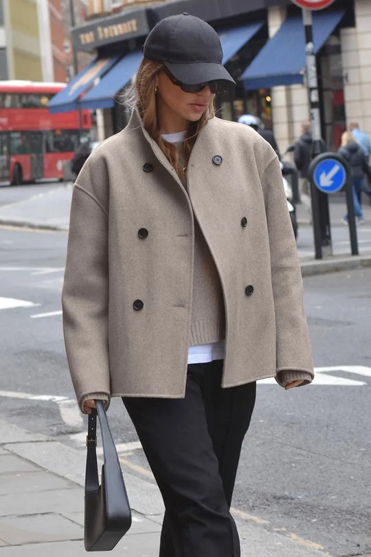 EB | Solid Braun Langarm Knopfjacke