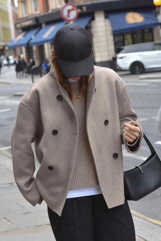 EB | Solid Braun Langarm Knopfjacke