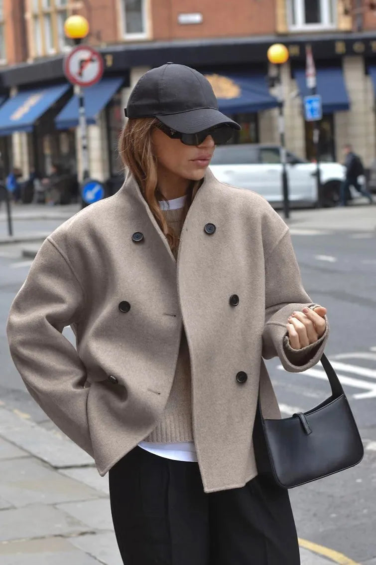 EB | Solid Braun Langarm Knopfjacke