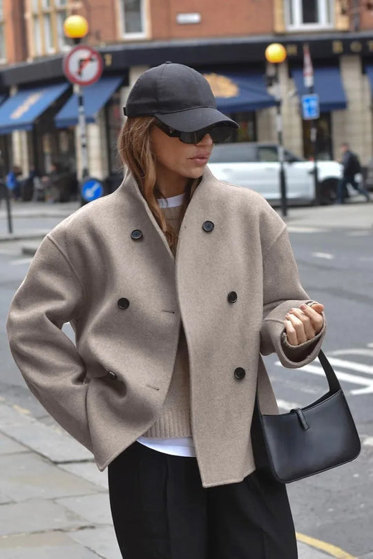 EB | Solid Braun Langarm Knopfjacke