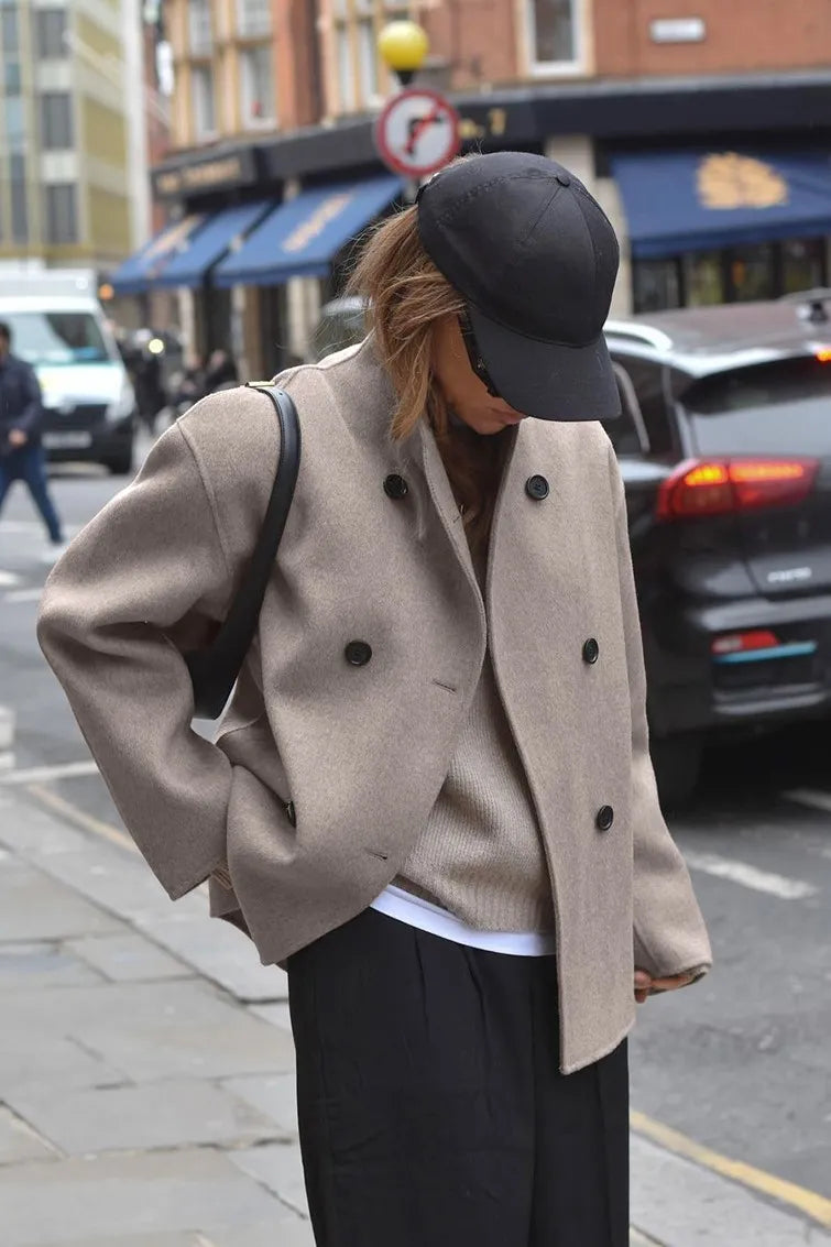 EB | Solid Braun Langarm Knopfjacke