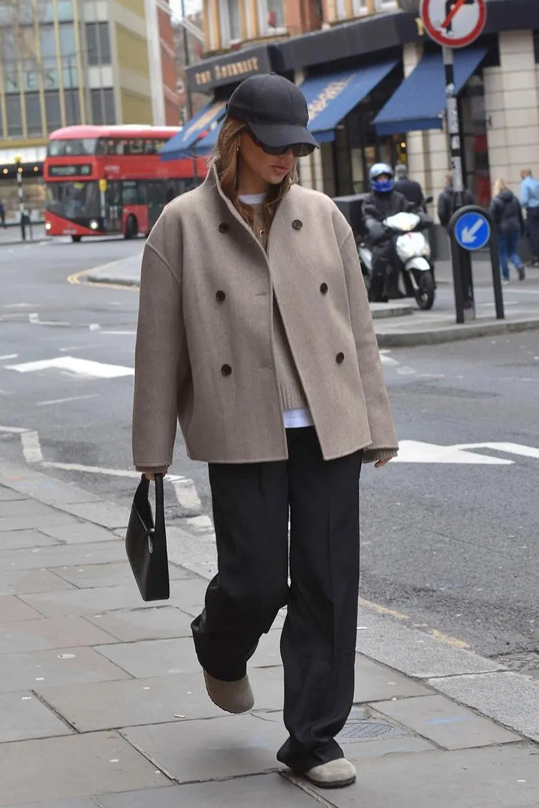 EB | Solid Braun Langarm Knopfjacke