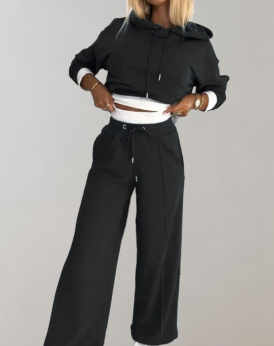 EB | Damen Loungewear Satz mit Kapuze und Weiter Hose