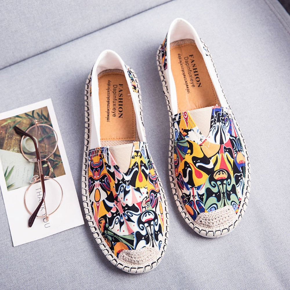 EB | Atmungsaktive Canvas Espadrilles mit Grafischem Druck