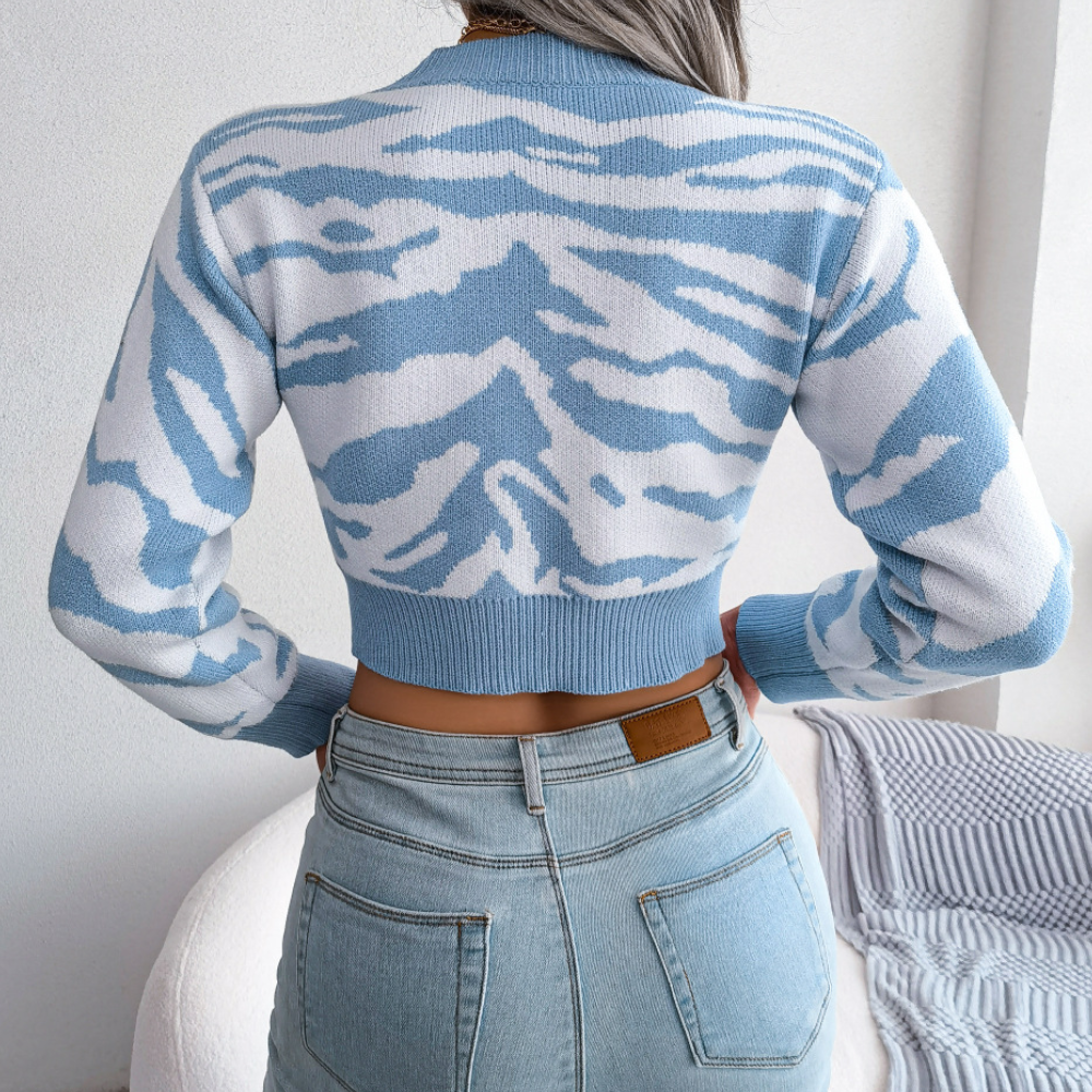 EB | Cropped Sweater mit Zebra-muster Strick Trendy und Komfortabel