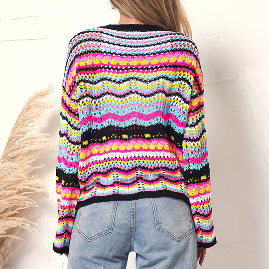 EB | Gestreifter Strickpullover Mit Feinem Design