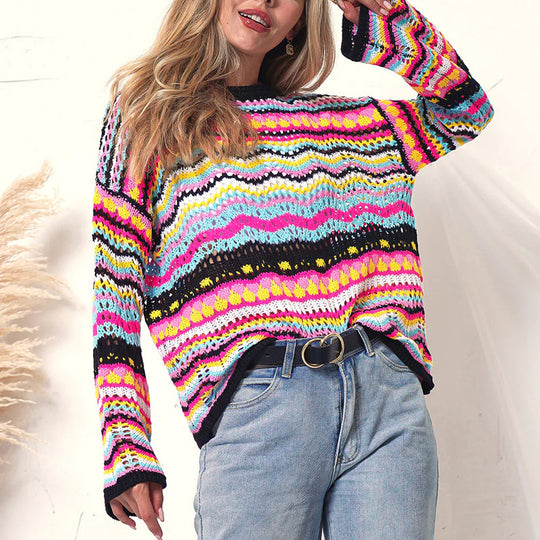 EB | Gestreifter Strickpullover Mit Feinem Design