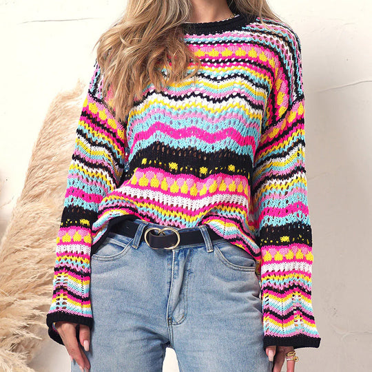 EB | Gestreifter Strickpullover Mit Feinem Design