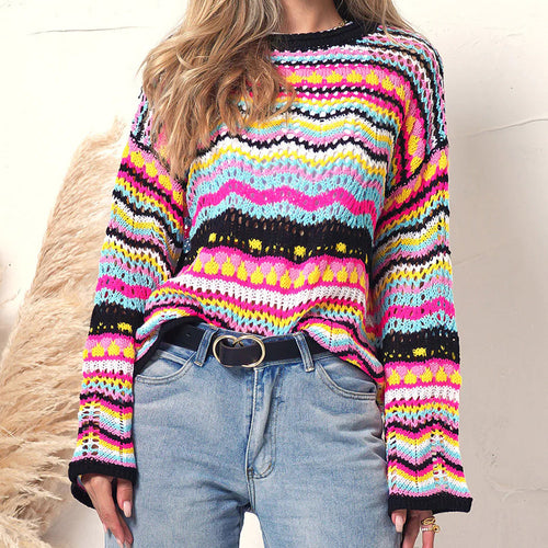 EB | Gestreifter Strickpullover Mit Feinem Design
