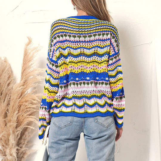 EB | Gestreifter Strickpullover Mit Feinem Design