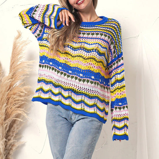 EB | Gestreifter Strickpullover Mit Feinem Design