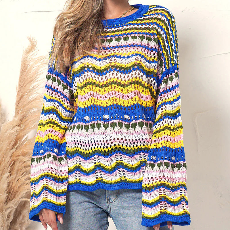 EB | Gestreifter Strickpullover Mit Feinem Design