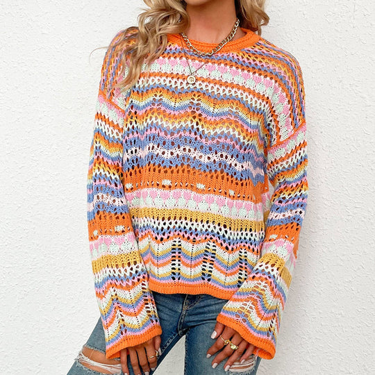 EB | Gestreifter Strickpullover Mit Feinem Design