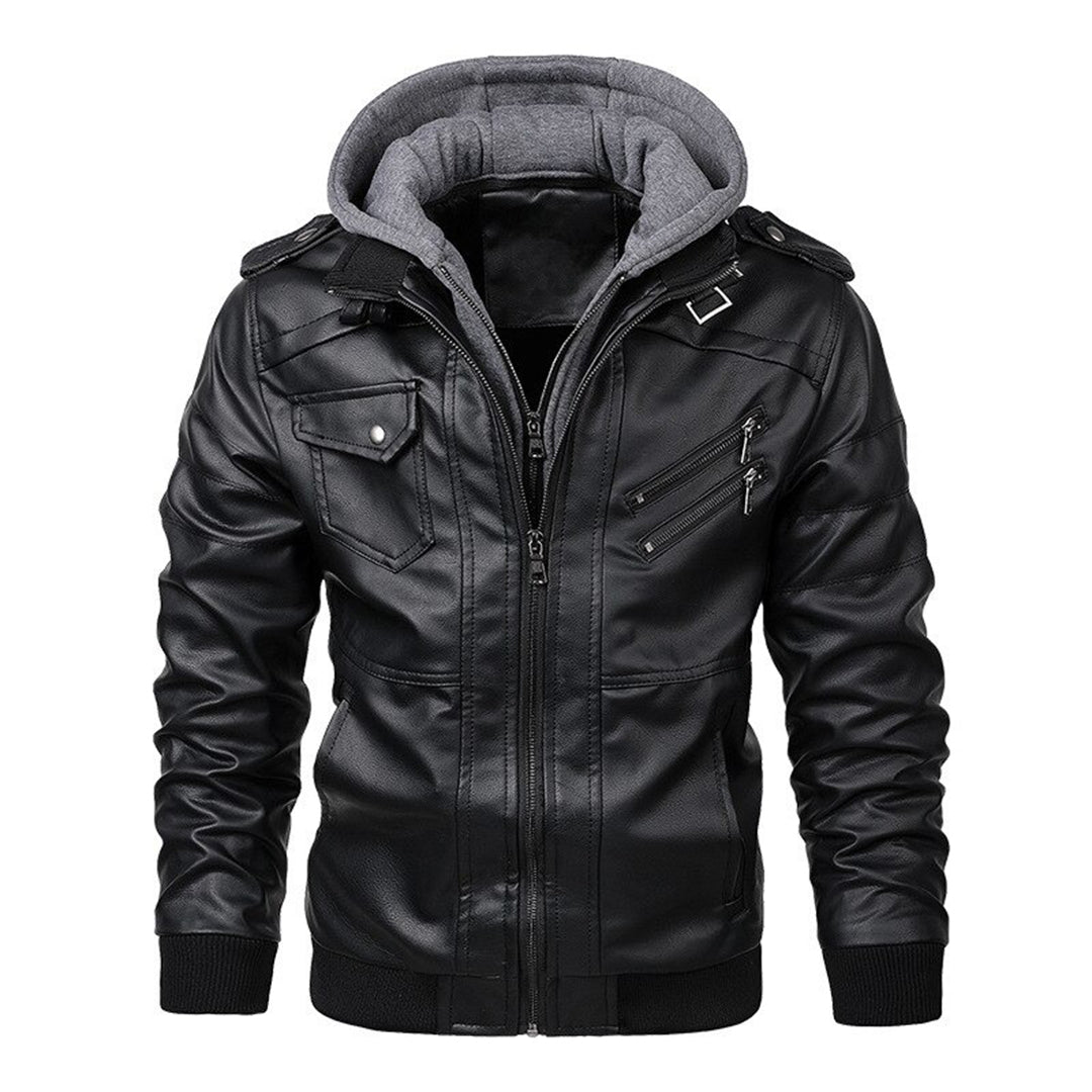 EB | Herren Lederjacke mit Kapuze