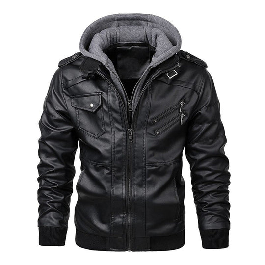 EB | Herren Lederjacke mit Kapuze
