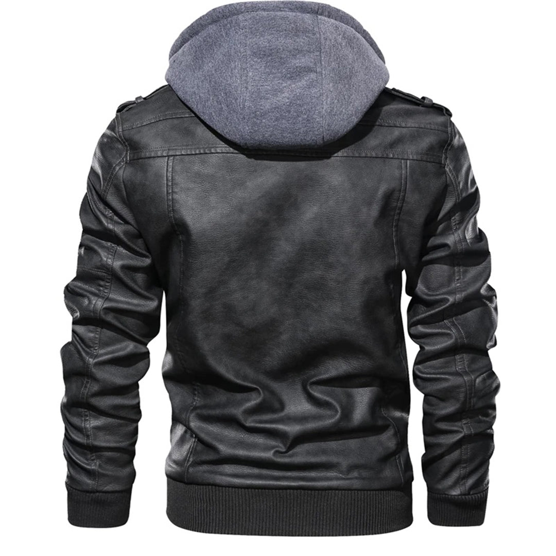 EB | Herren Lederjacke mit Kapuze