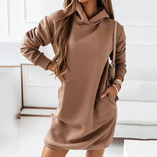 EB | Warmes Damenkleid mit Kapuze und Weicher Verarbeitung