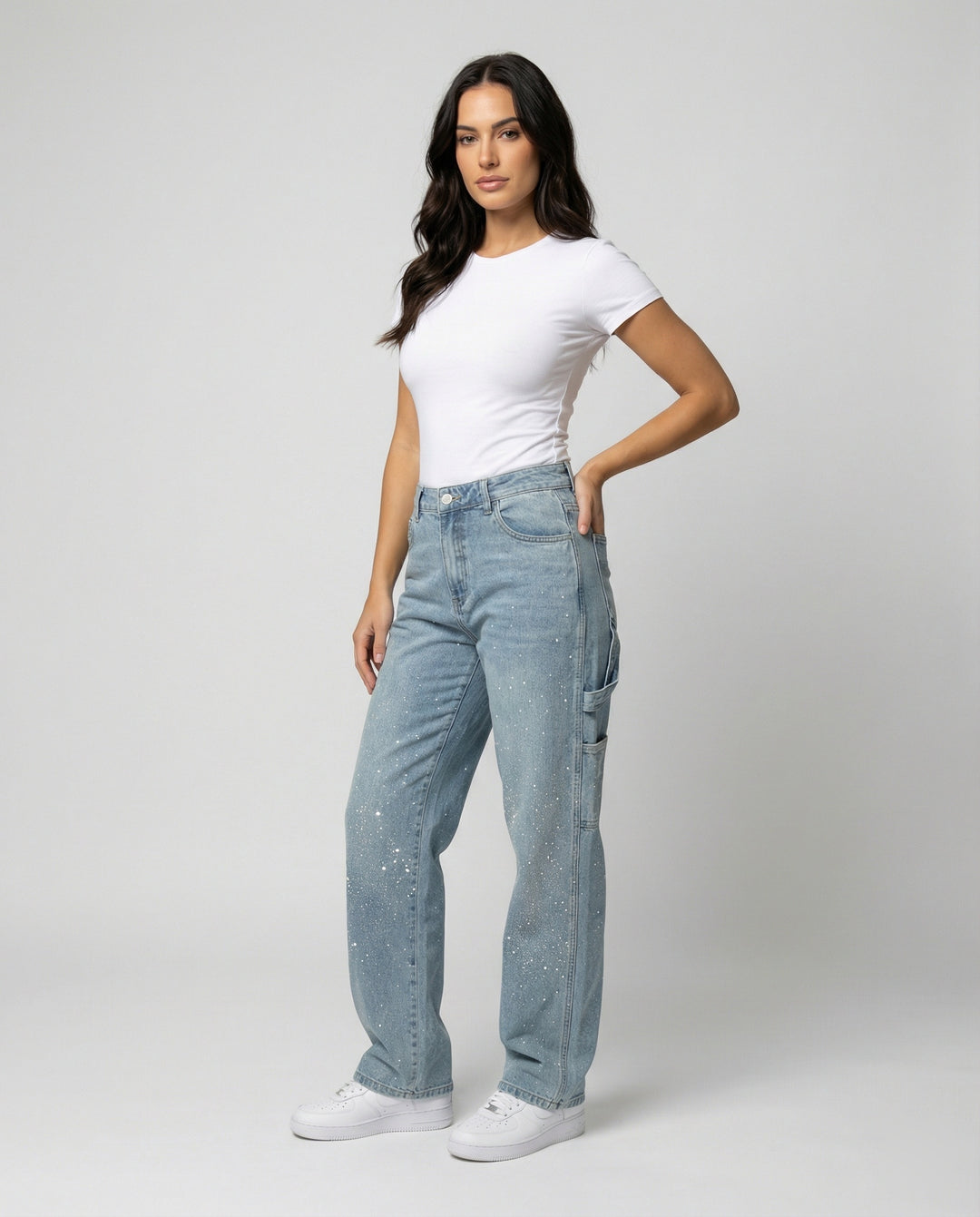 EB | Jeans mit Glänzenden Details Trendy und Komfortabel