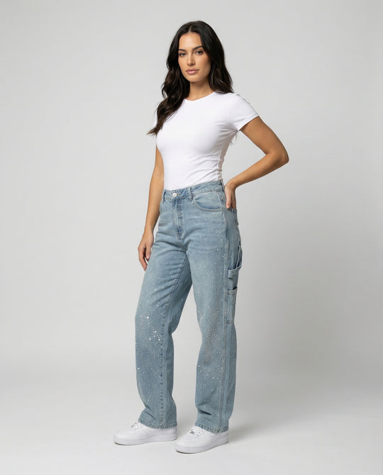 EB | Jeans mit Glänzenden Details Trendy und Komfortabel