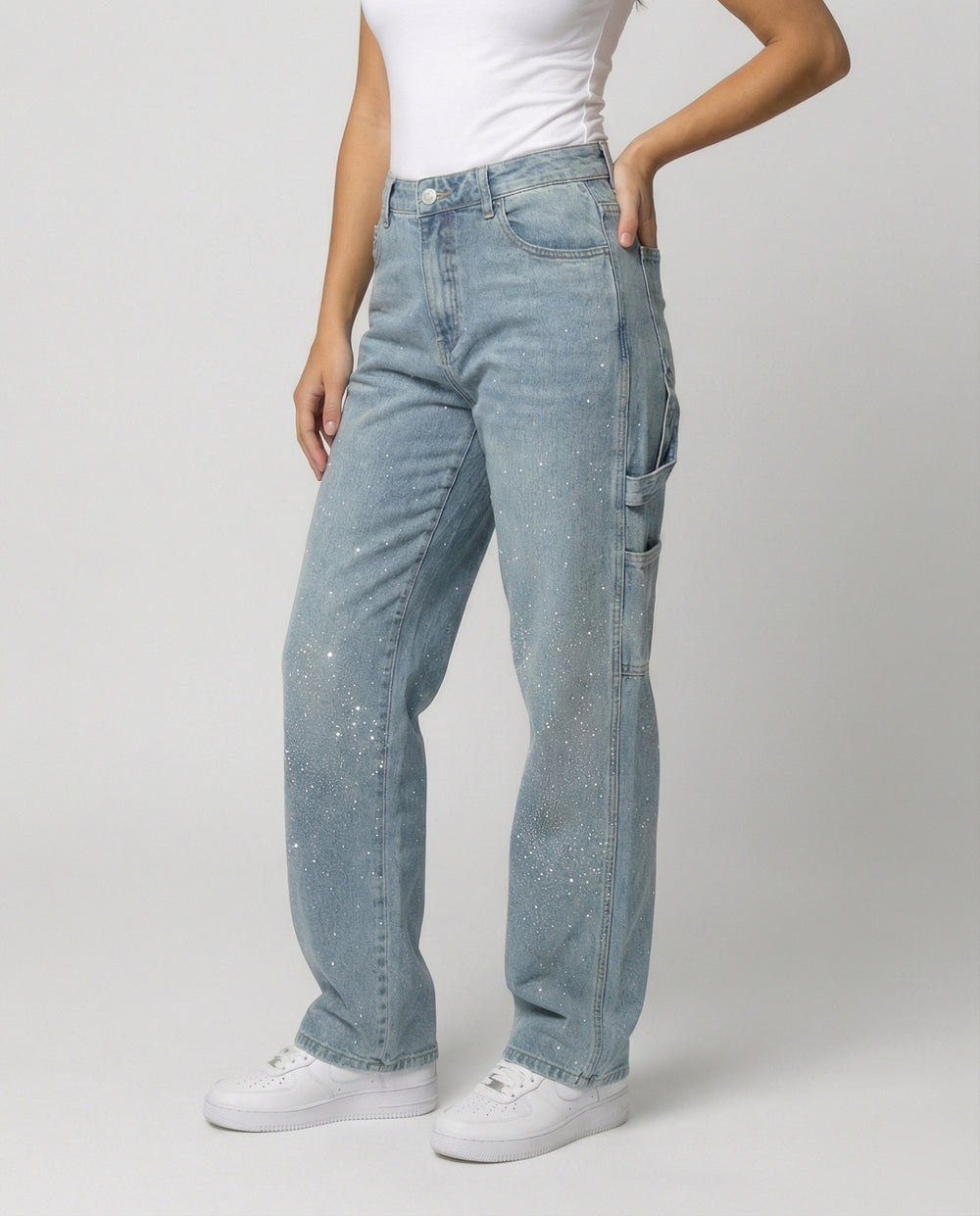 EB | Jeans mit Glänzenden Details Trendy und Komfortabel