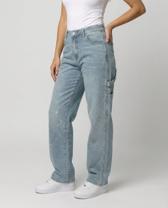EB | Jeans mit Glänzenden Details Trendy und Komfortabel