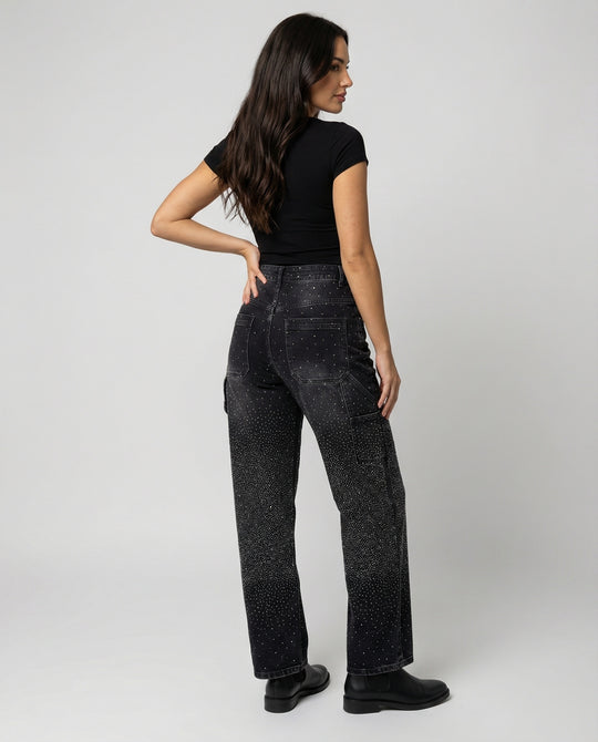 EB | Jeans mit Glänzenden Details Trendy und Komfortabel