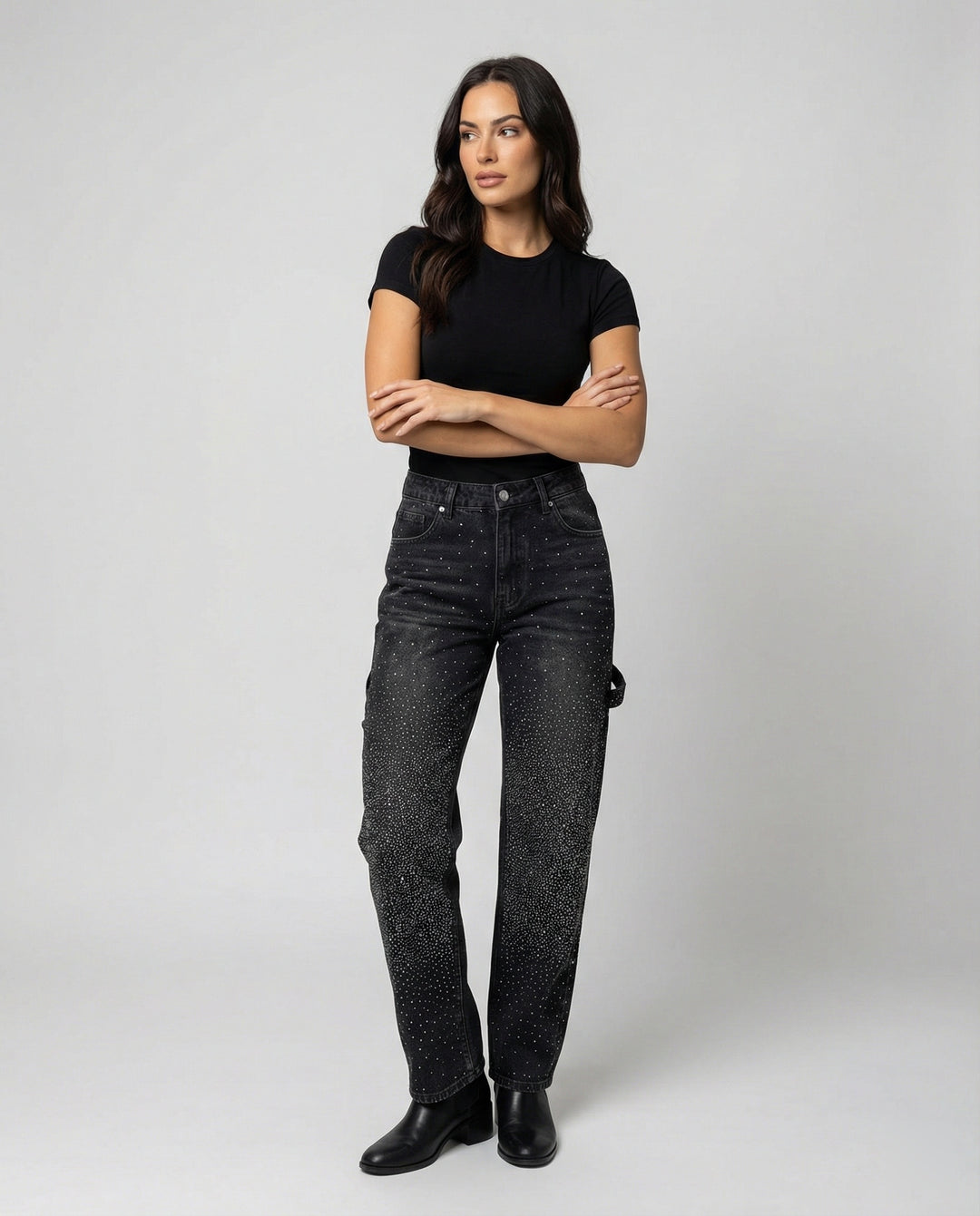 EB | Jeans mit Glänzenden Details Trendy und Komfortabel