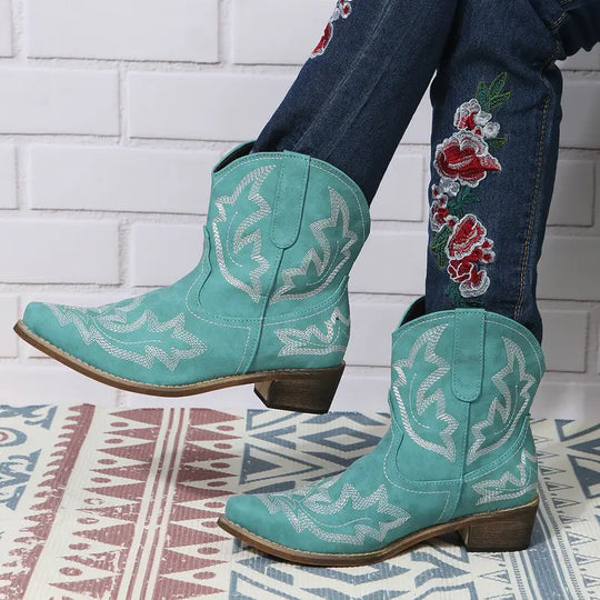 EB | Elegant Gestickte Western Stiefeletten