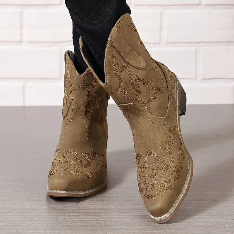 EB | Elegant Gestickte Western Stiefeletten