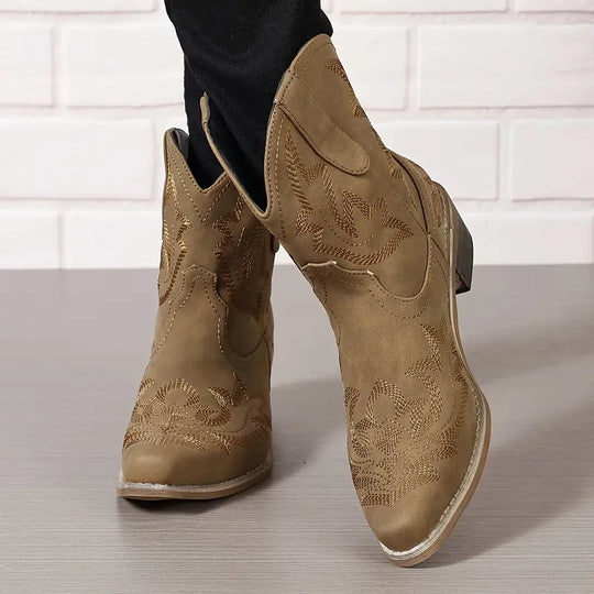 EB | Elegant Gestickte Western Stiefeletten