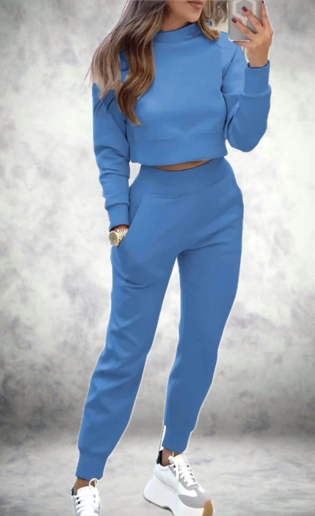 EB | Schicker Trainingsanzug mit Langen Ärmeln und High Waist Hose