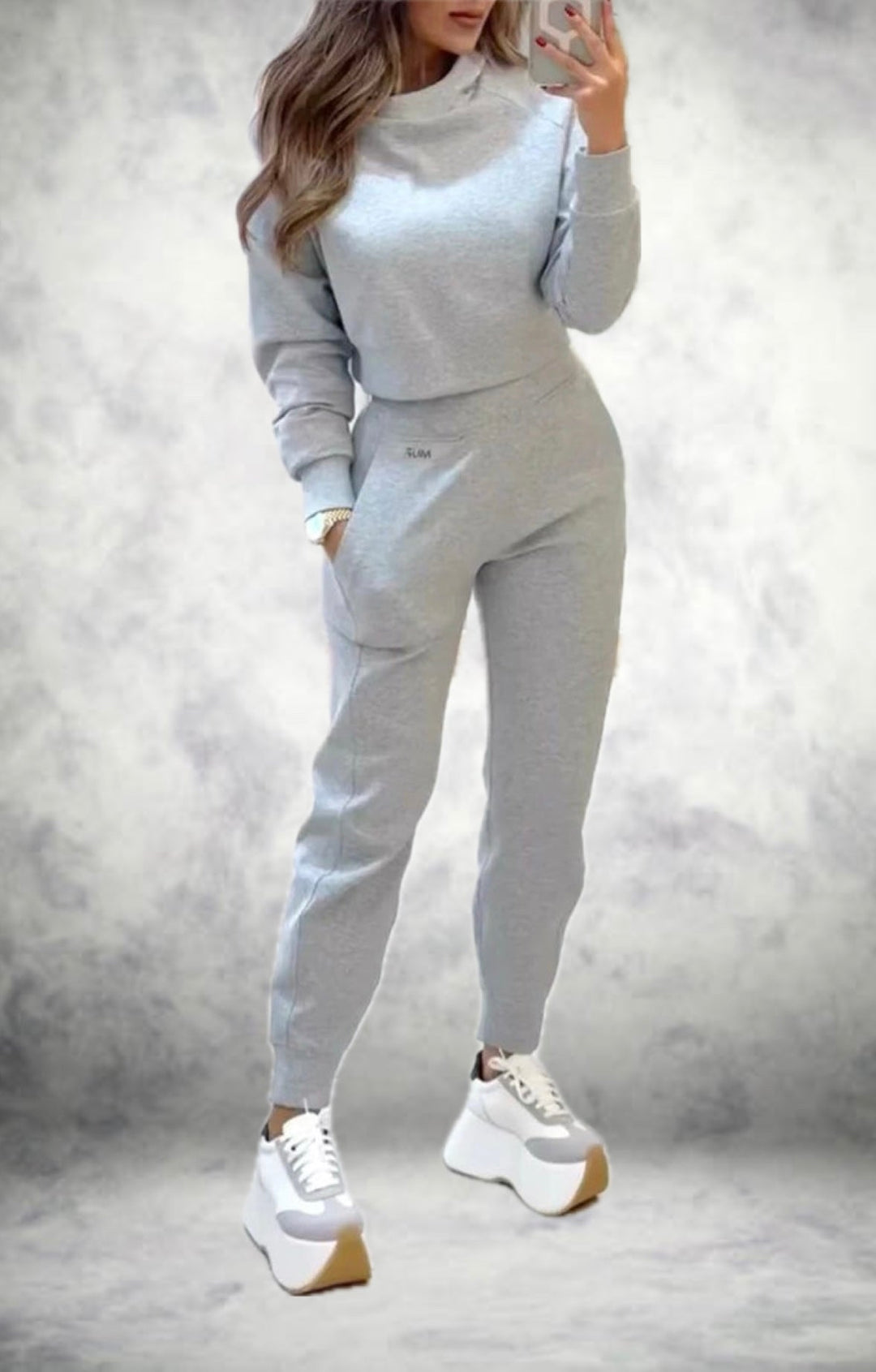EB | Schicker Trainingsanzug mit Langen Ärmeln und High Waist Hose