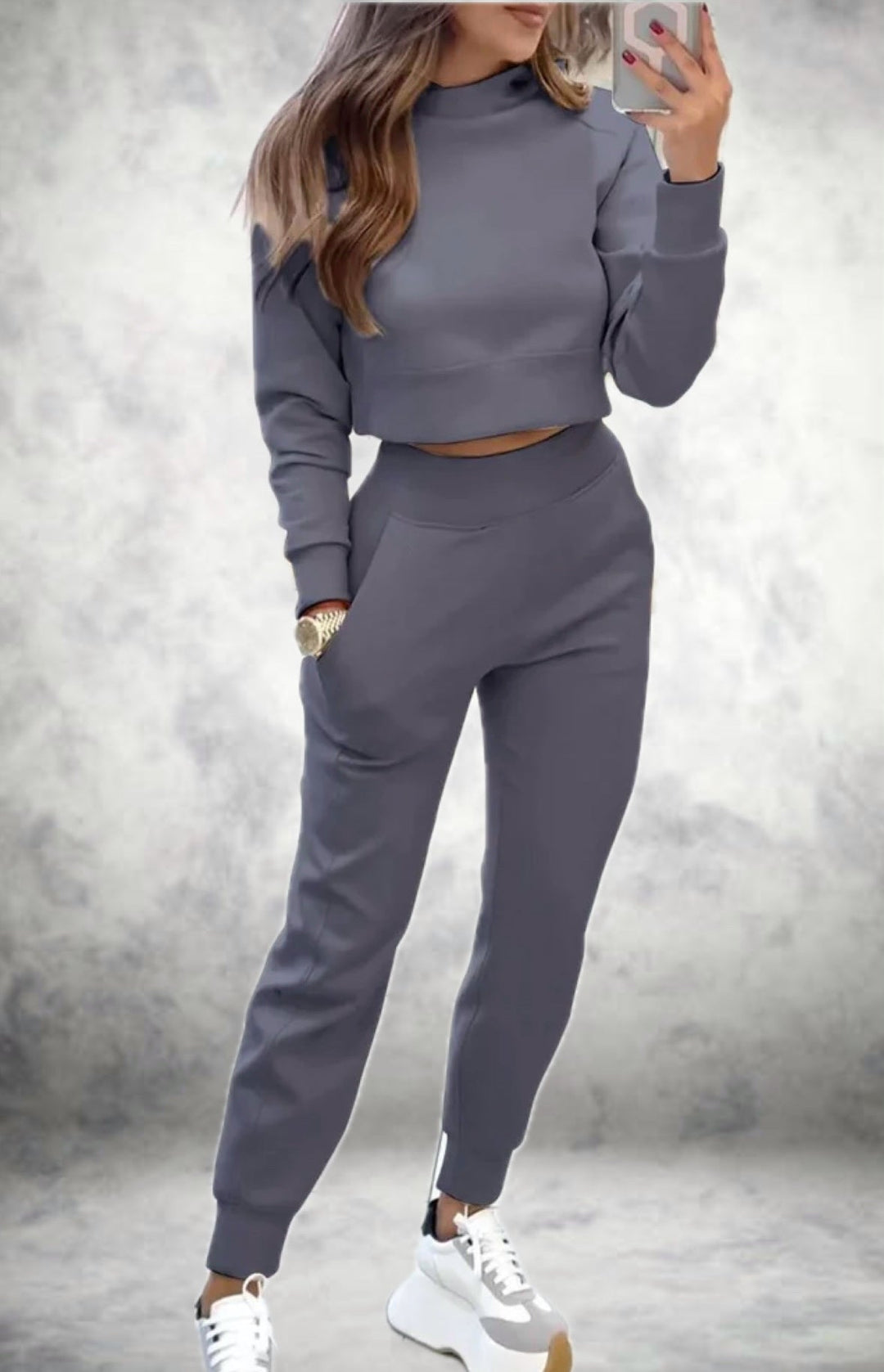 EB | Schicker Trainingsanzug mit Langen Ärmeln und High Waist Hose