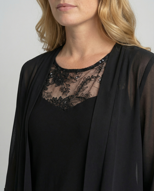 EB | Damen Dreiteiler Mit Transparenter Jacke Und Hose