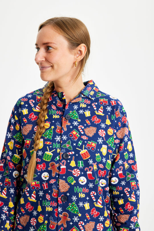 EB | Crazy Christmas Pyjama Flanell Blau Damen