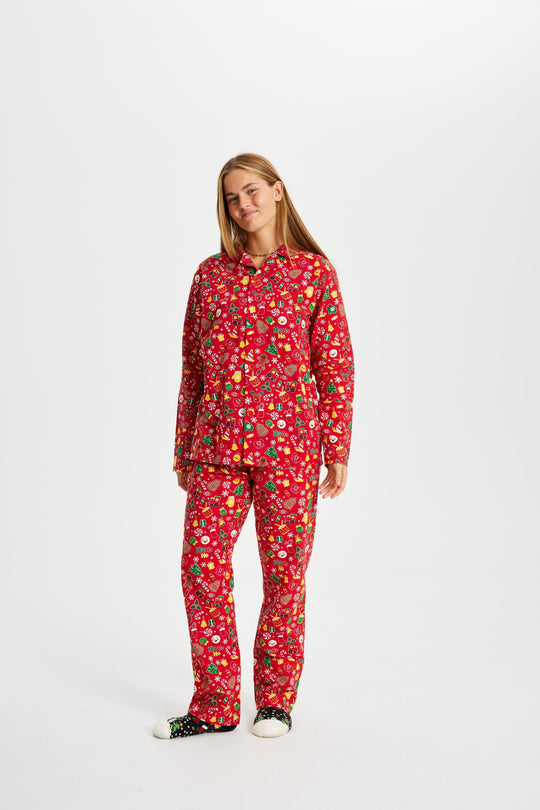 EB | Verrückte Weihnachts-Pyjamas Flanell Rot Frauen