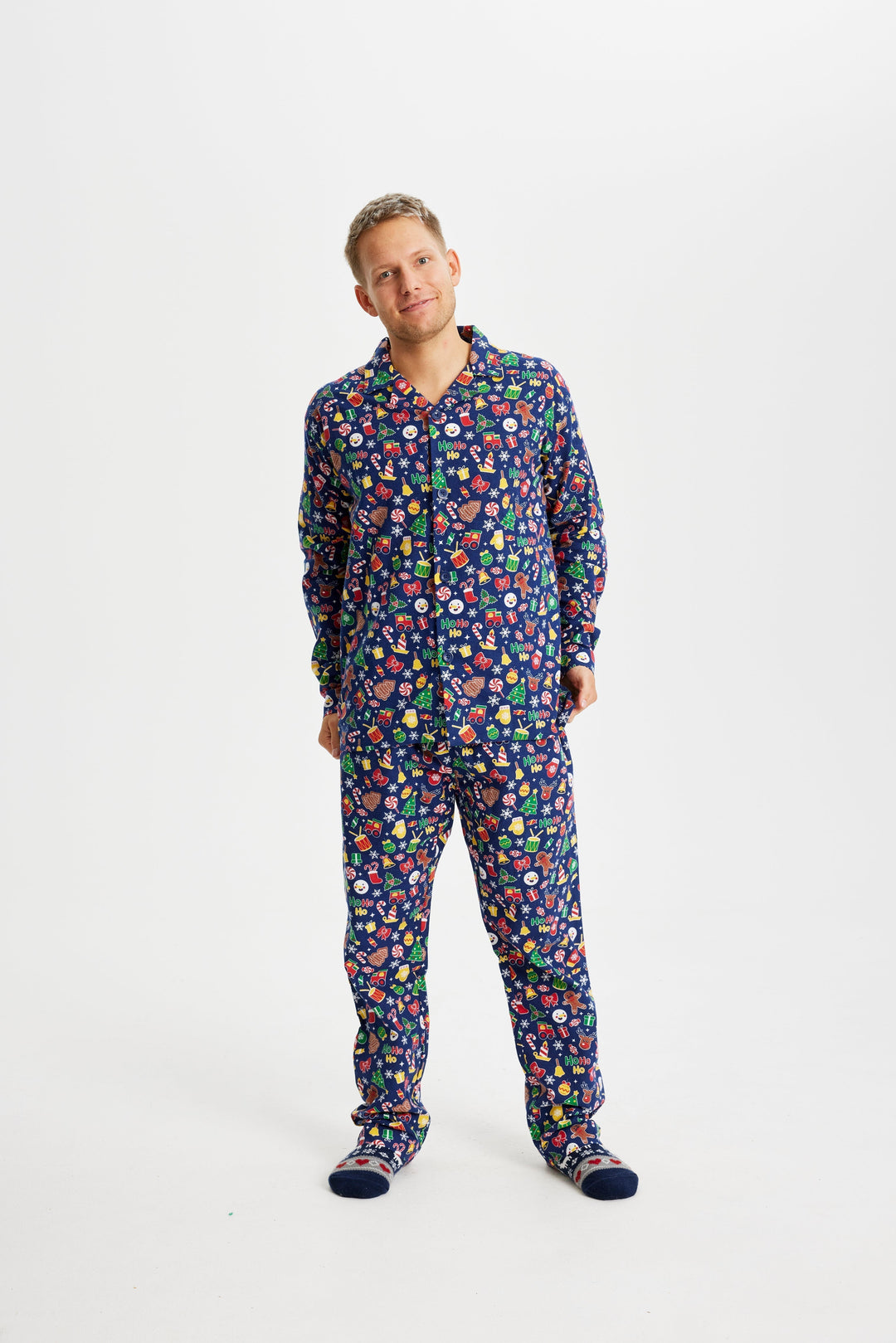 EB | Verrückte Weihnachts-Pyjamaflanel blau Männer