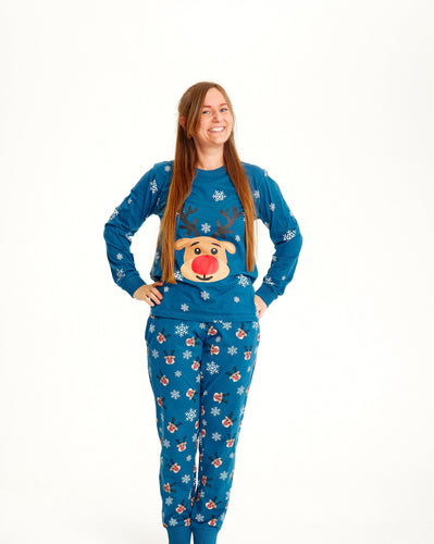 EB | Rudolfs Weihnachts-Pyjama Blau Damen