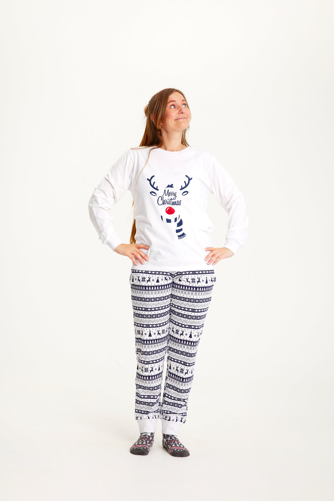 EB | Süßer Weihnachts-Schlafanzug Blau Damen