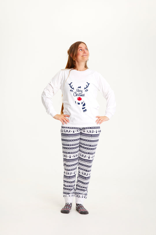 EB | Süßer Weihnachts-Schlafanzug Blau Damen
