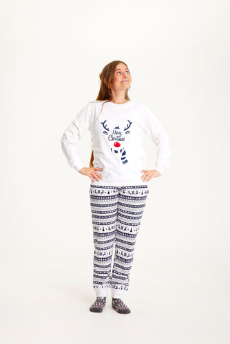 EB | Süßer Weihnachts-Schlafanzug Blau Damen