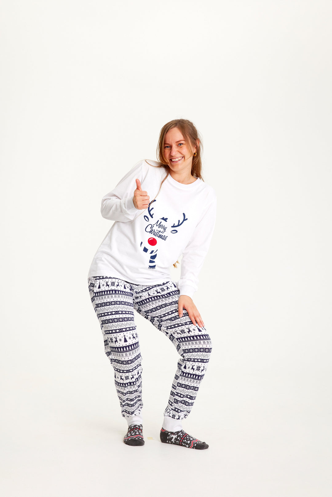 EB | Süßer Weihnachts-Schlafanzug Blau Damen