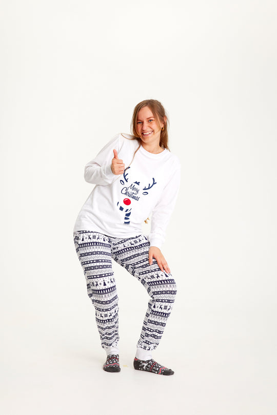 EB | Süßer Weihnachts-Schlafanzug Blau Damen