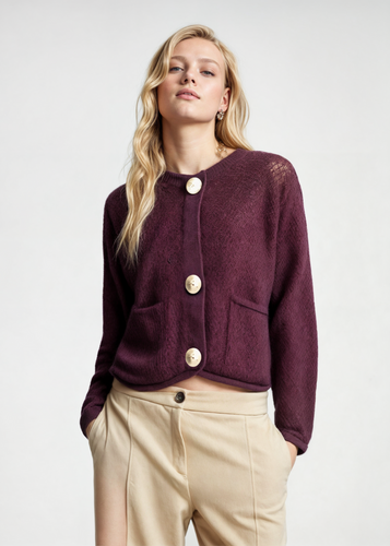 EB | Damen Strickjacke mit Knöpfen und weicher Textur