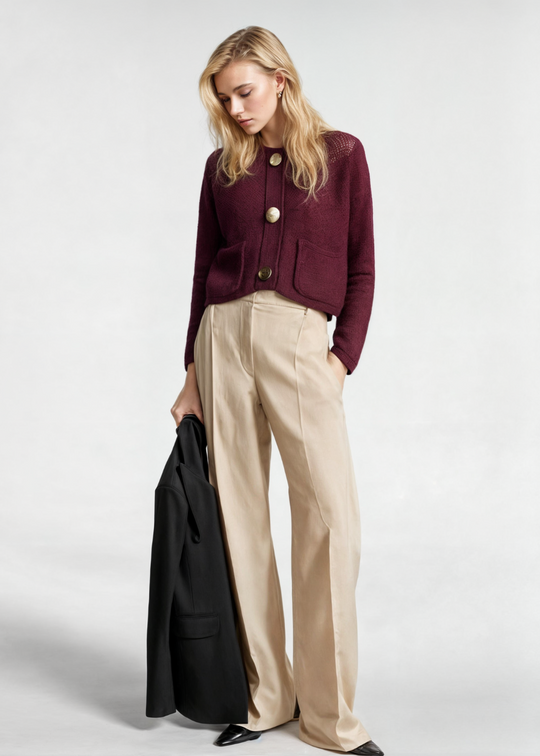 EB | Damen Strickjacke mit Knöpfen und weicher Textur