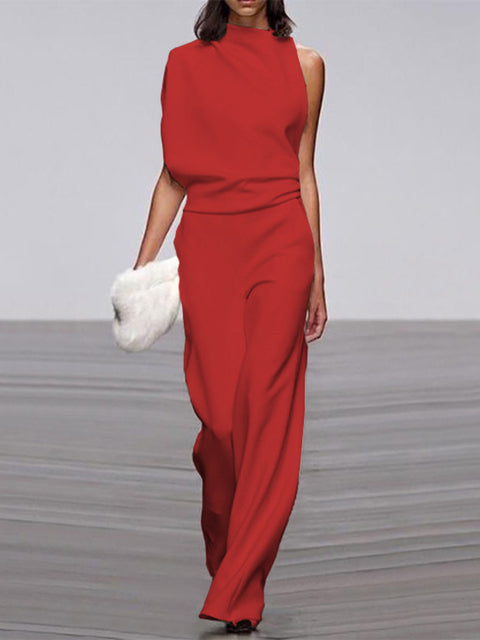 Eleganter Jumpsuit mit Rundhalsausschnitt für Alltag & Besondere Anlässe | EB
