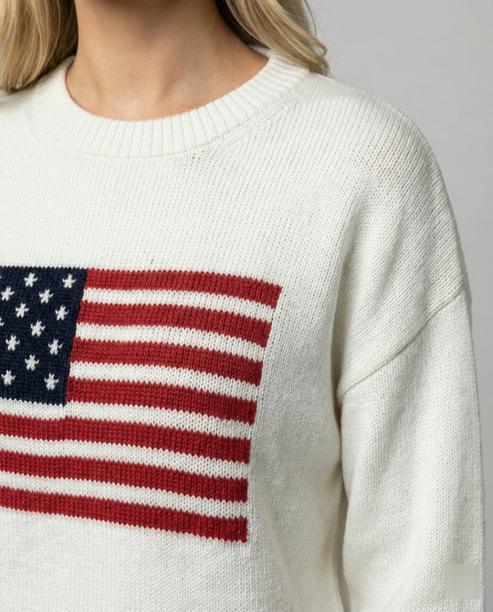 EB | Amerikanische Flagge Rundhalsausschnitt Pullover