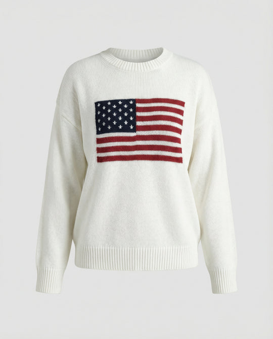 EB | Amerikanische Flagge Rundhalsausschnitt Pullover